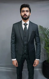 Greenish Charcoal Formal Three Piece Suit