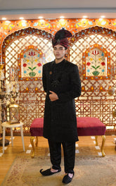 Handcrafted Exclusive Black Embroidered Sherwani