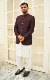 Self Embossed Jamawar Coat