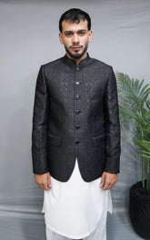 Black Self Embossed Jamawar