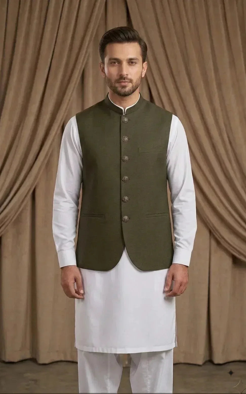 Dark Olive Brown Waistcoat