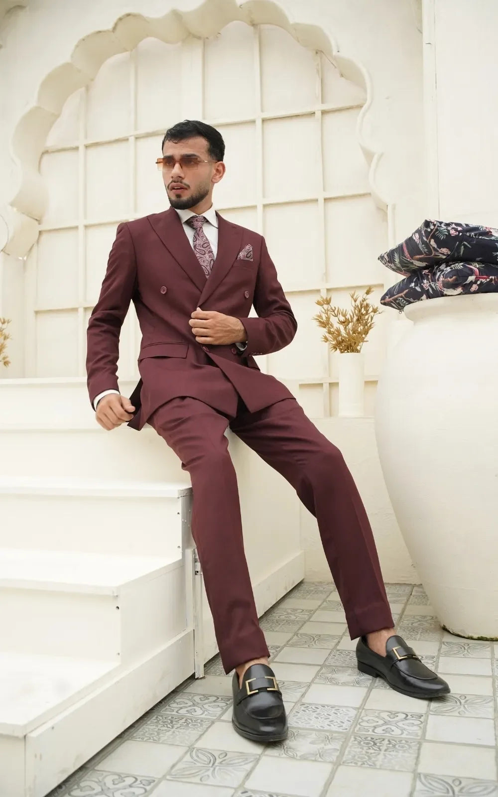 Burgundy Double Breasted Suit