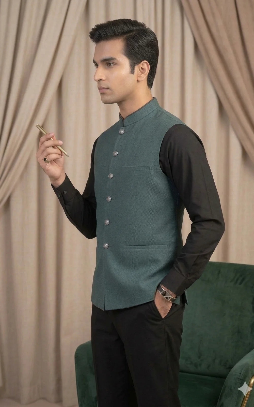 Teal Green Waistcoat