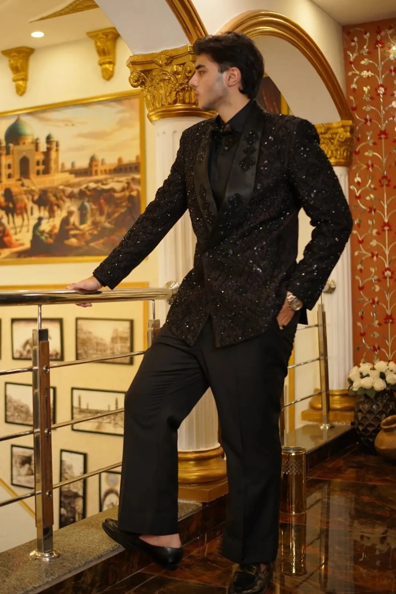 Imperial Noir Hand-Embellished Tuxedo Suit