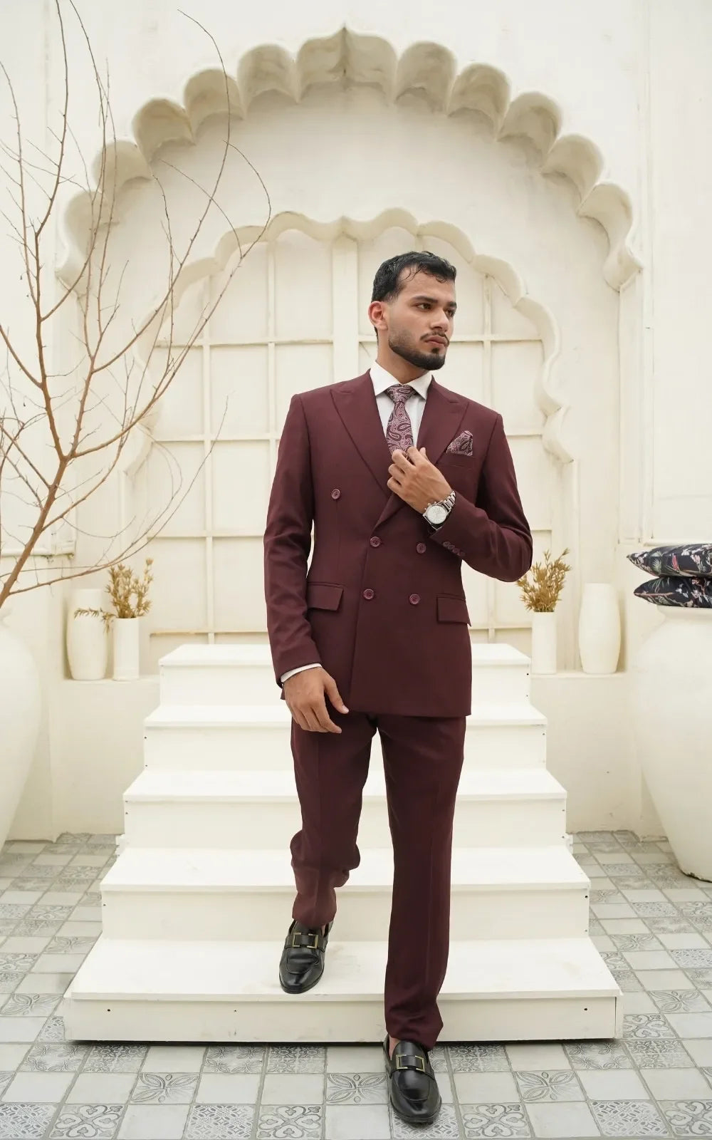Burgundy Double Breasted Suit