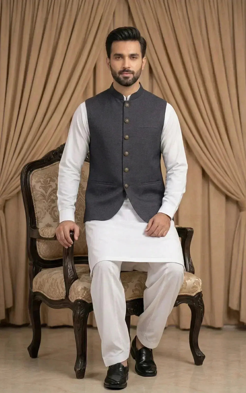 Deep Charcoal Grey Waistcoat Last Option