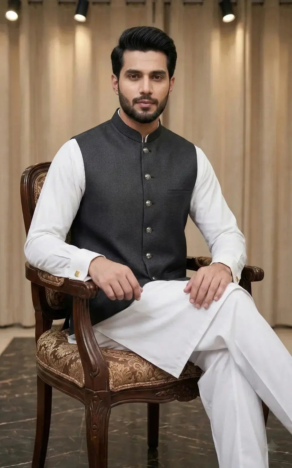 Deep Charcoal Grey Waistcoat Last Option