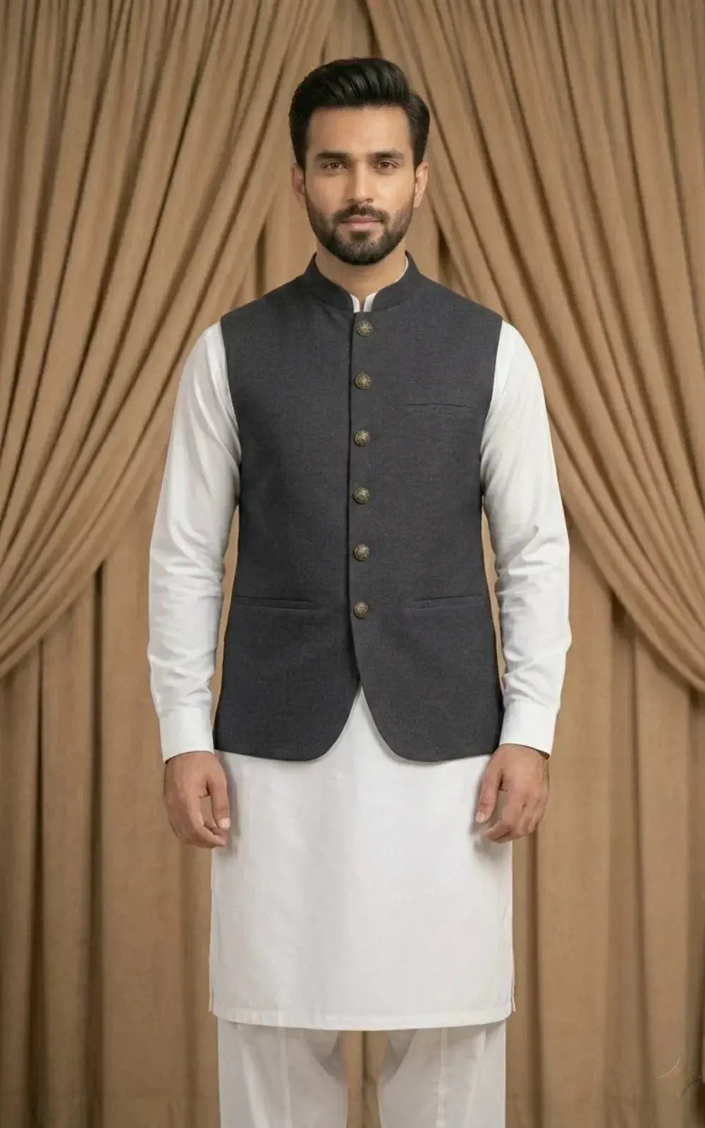 Deep Charcoal Grey Waistcoat Last Option