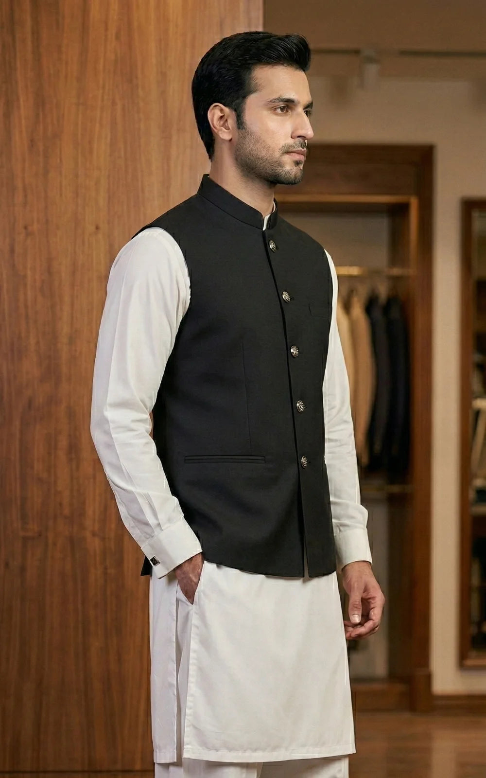 Charcoal Black Waistcoat