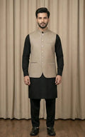 Beige Textured Waistcoat Last Option