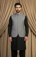 Steel Grey Textured Melange Waistcoat Last Option