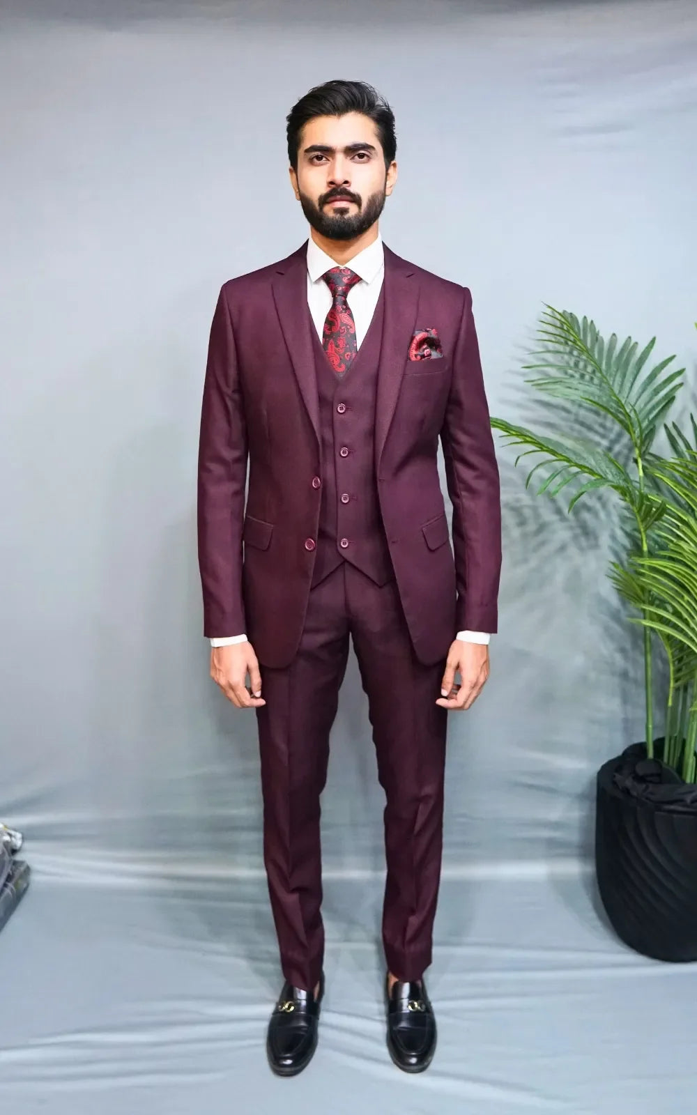 Maroon Three Piece Suit