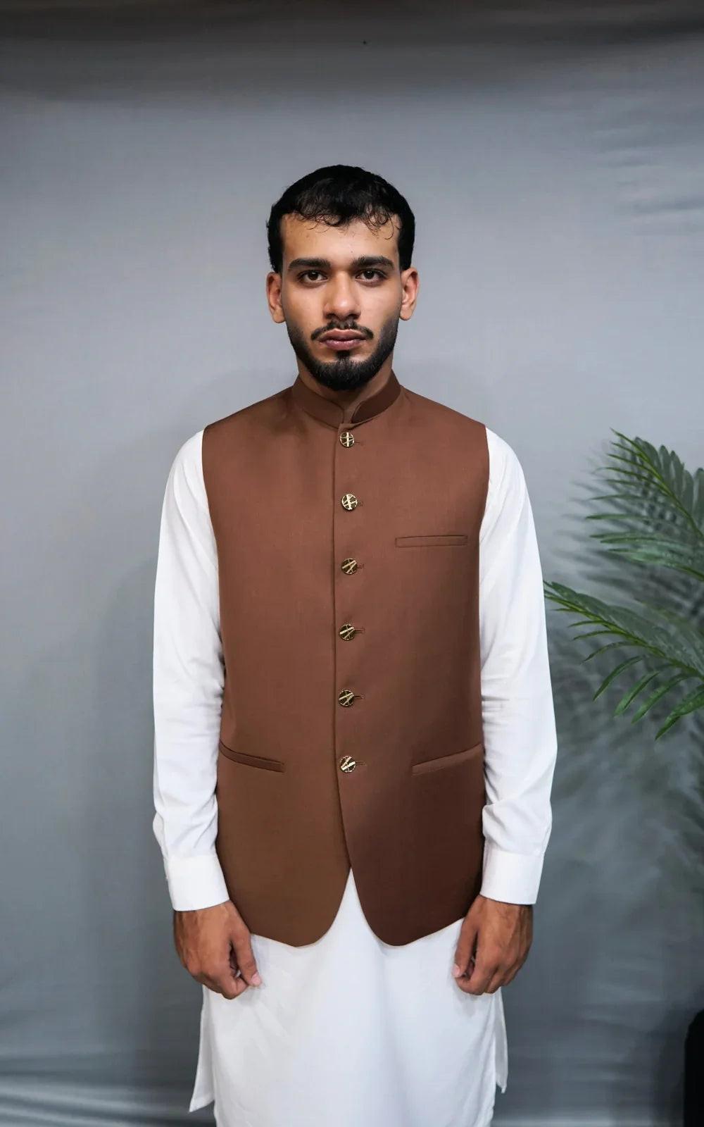 Rust Brown Tropical Suiting Waistcoat