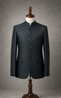 Black Self-Embossed Teardrop Pattern Prince Coat