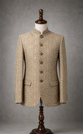 Beige Self-Embossed Prince Coat