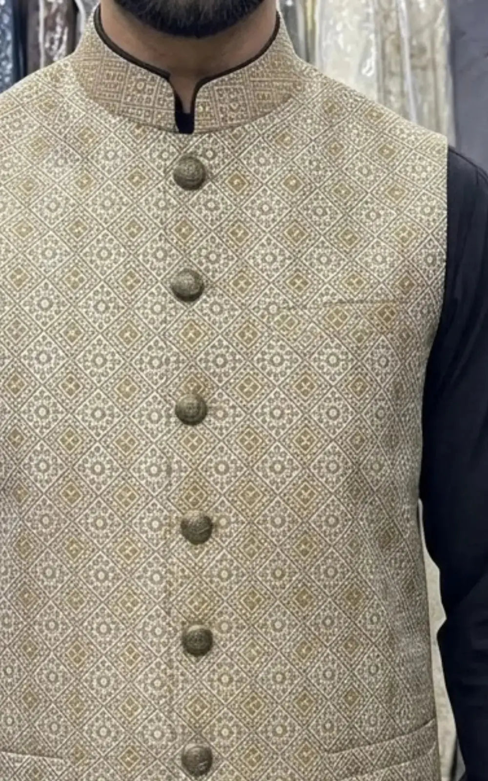 Olive Jacquard Waistcoat Last Option