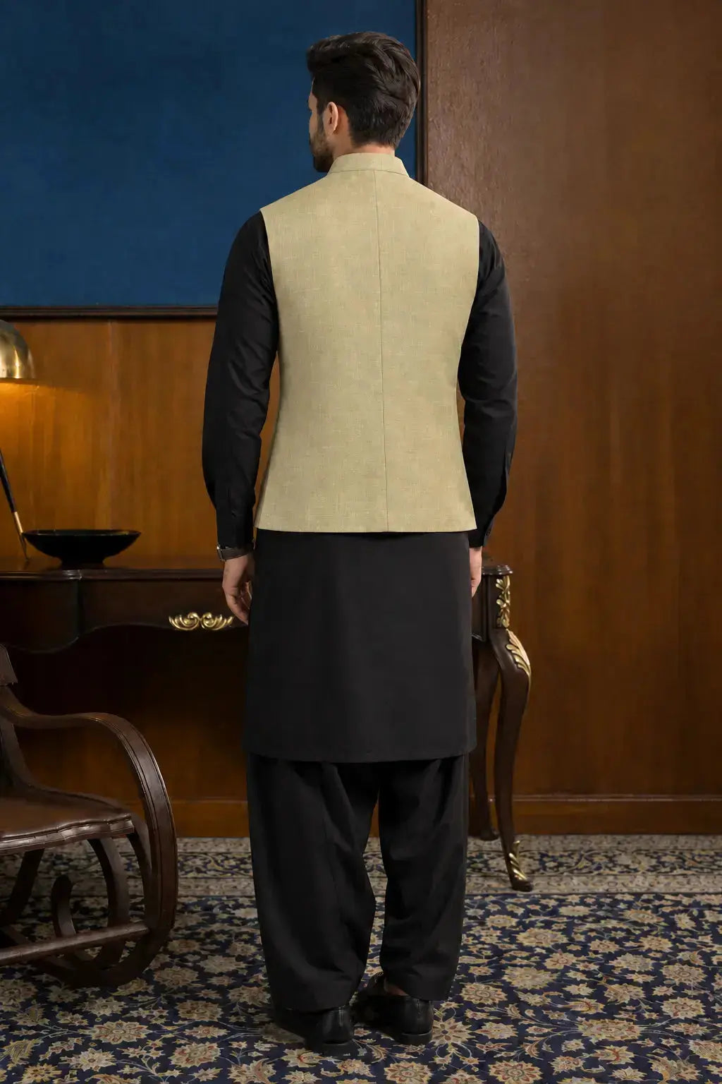 Beige Textured Waistcoat Last Option