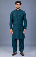 Teal Customized Shalwar Kameez Suit with Fabric Last Option