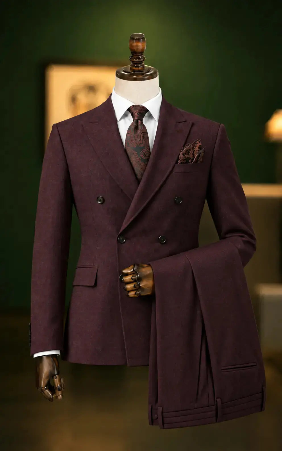 Maroon Double-Breasted Peak Lapel Suit Last Option