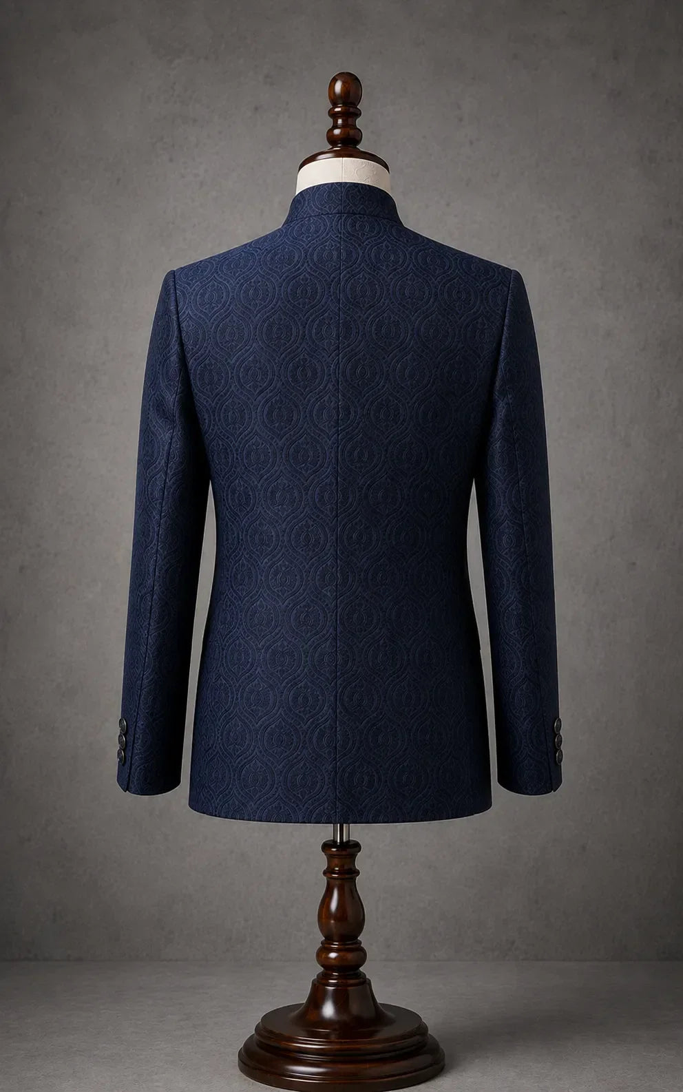 Dark Blue Self-Embossed Prince Coat