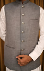 Dove Grey Textured Waistcoat