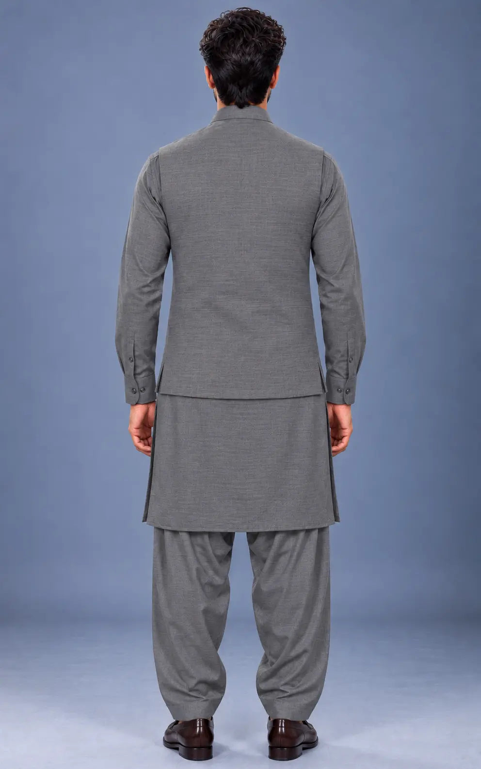 Grey Customized Shalwar Kameez Suit with Fabric Last Option