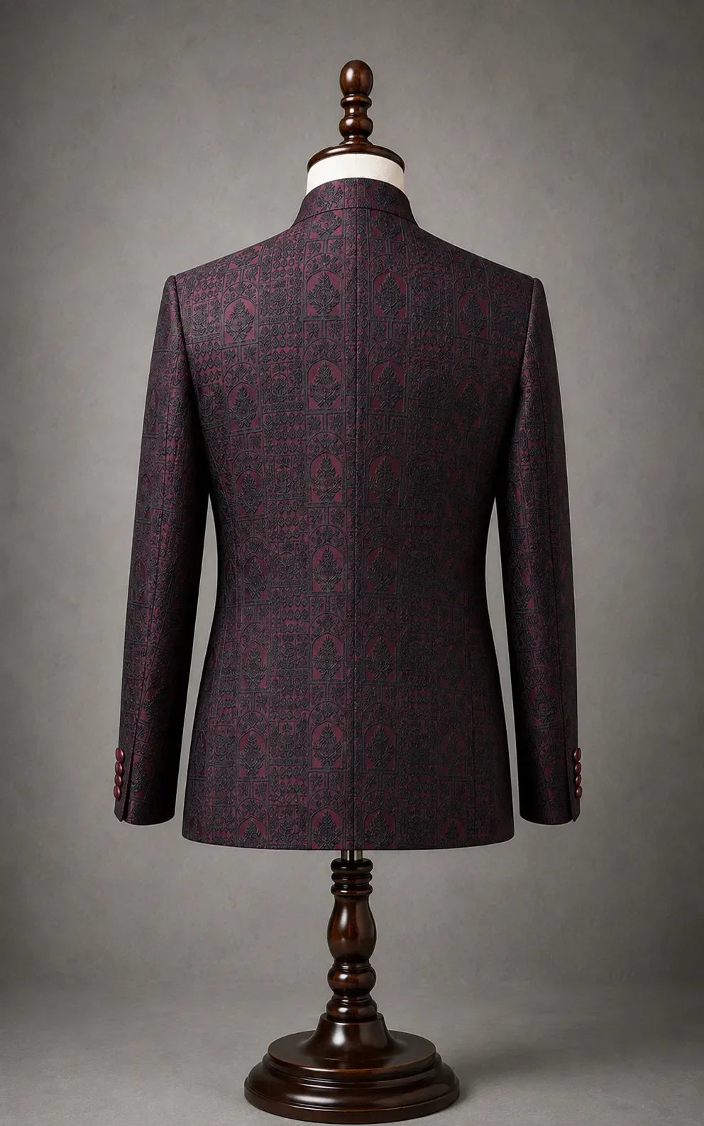 Maroon Self-Embossed Prince Coat