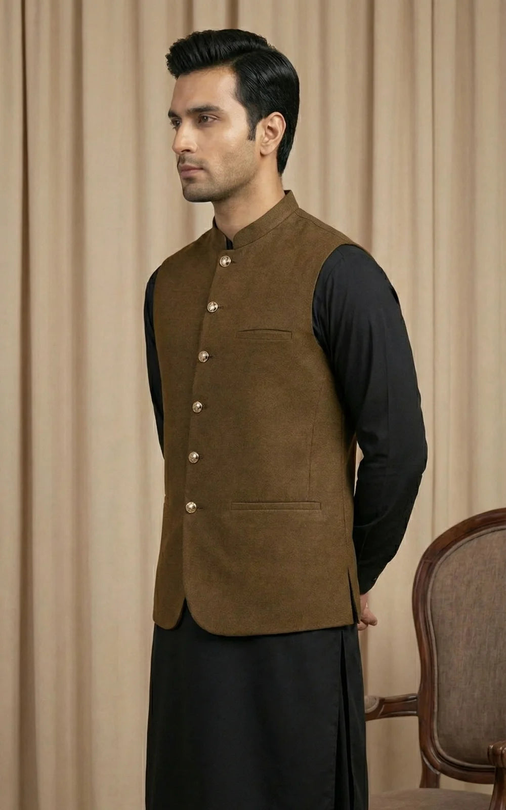 Camel Brown Waistcoat