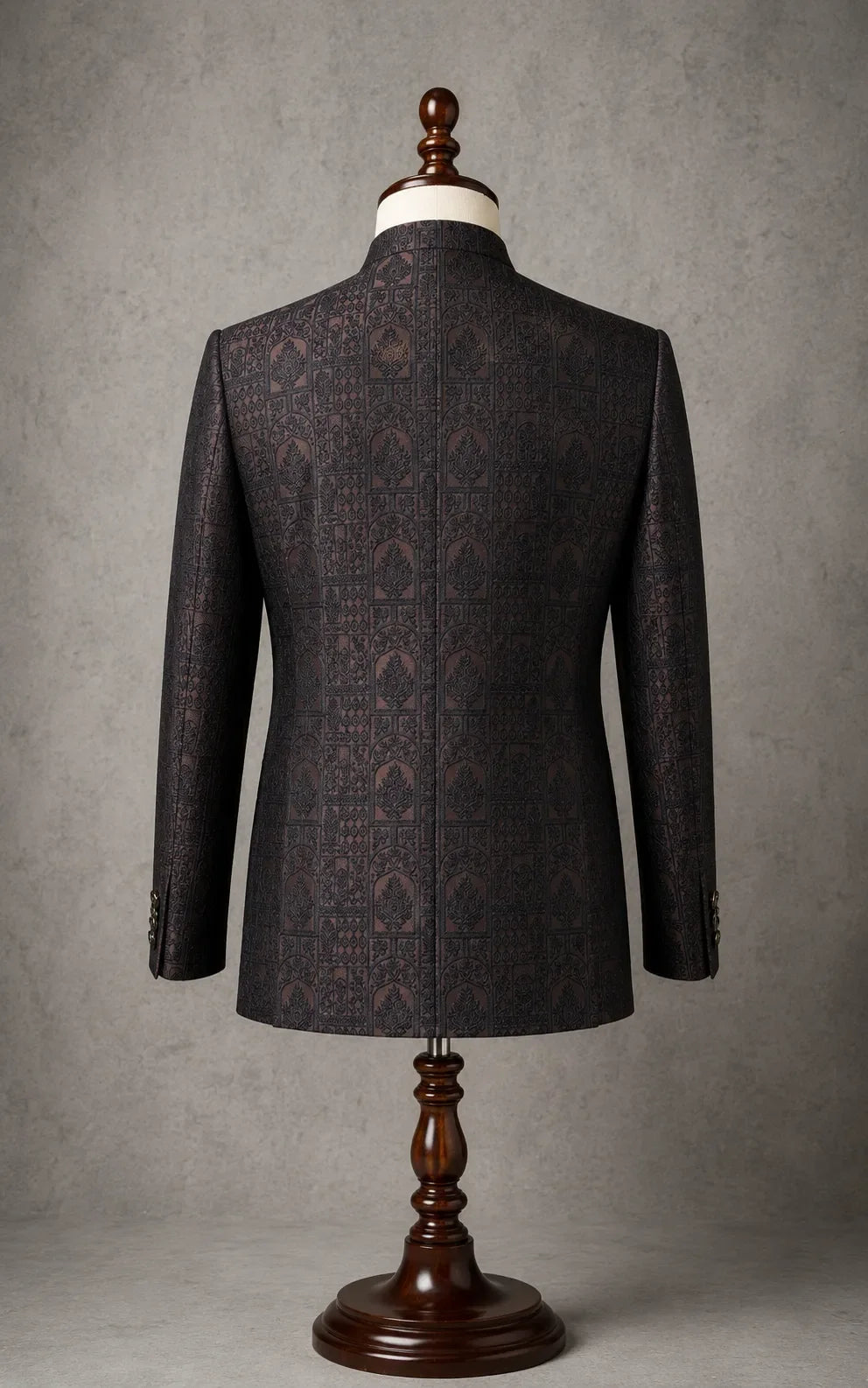Brown Self-Embossed Prince Coat