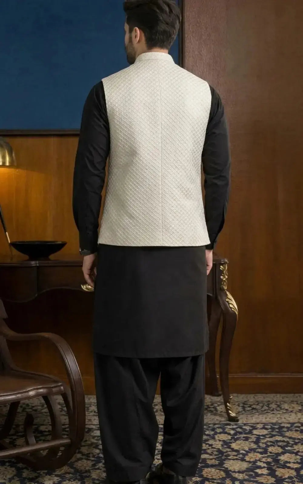 Ivory Textured Waistcoat Last Option
