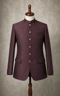 Maroon Self-Embossed Teardrop Pattern Prince Coat