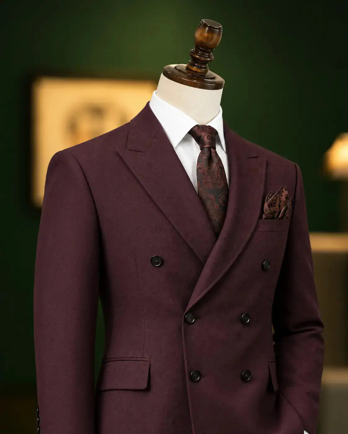 Maroon Double-Breasted Peak Lapel Suit Last Option