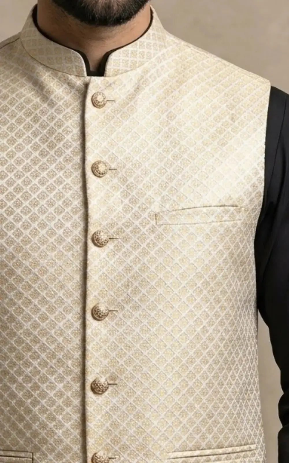 Golden Jacquard Waistcoat Last Option