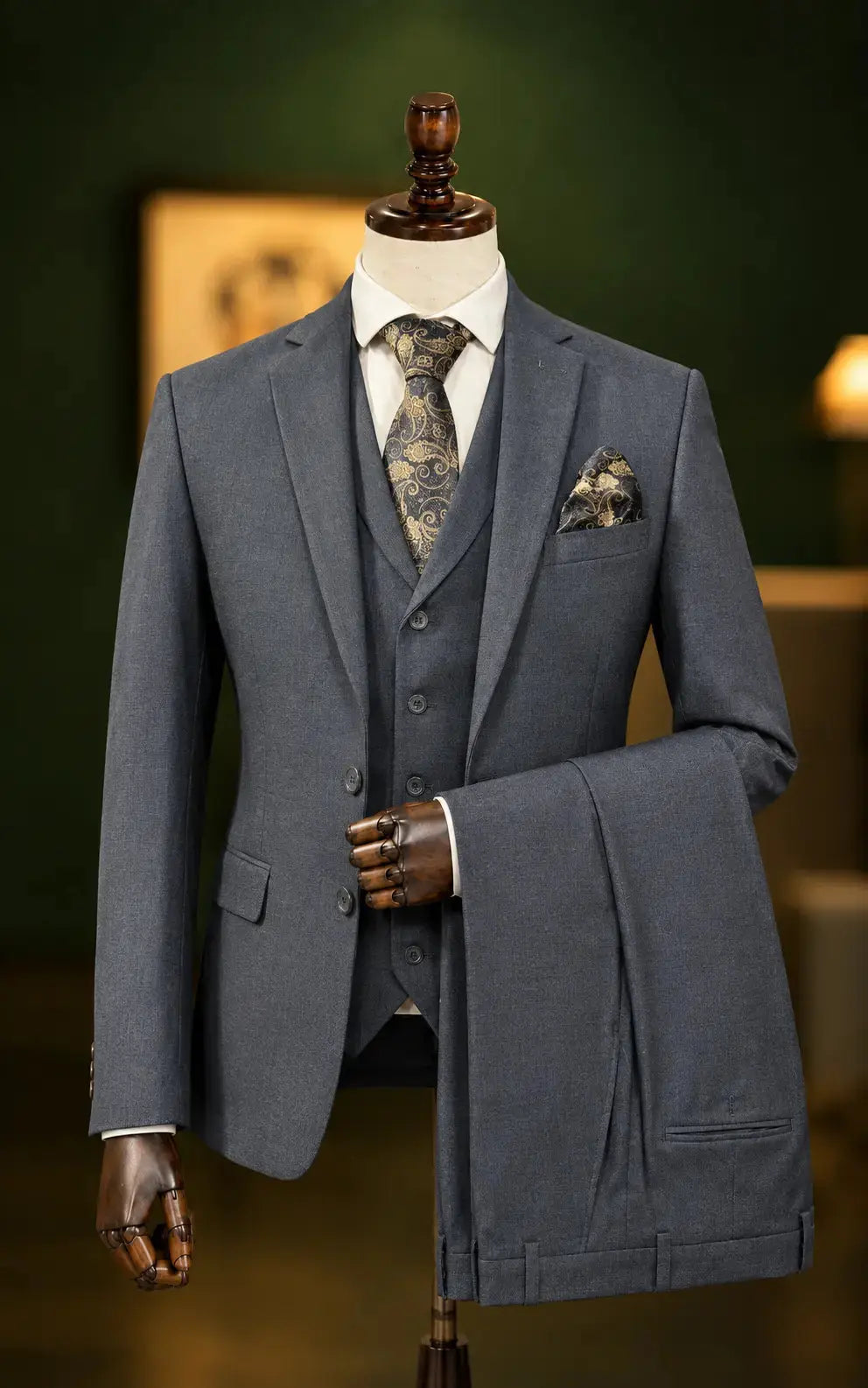 Charcoal Grey Notch Lapel 3-Piece Suit Last Option
