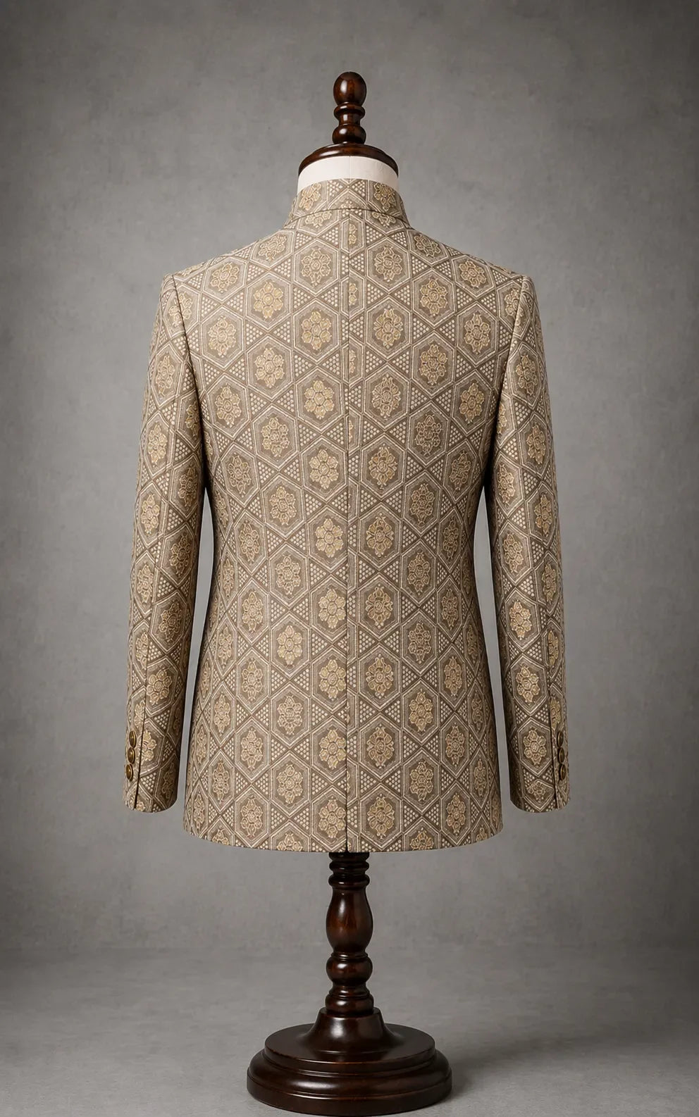 Beige Self-Embossed Prince Coat