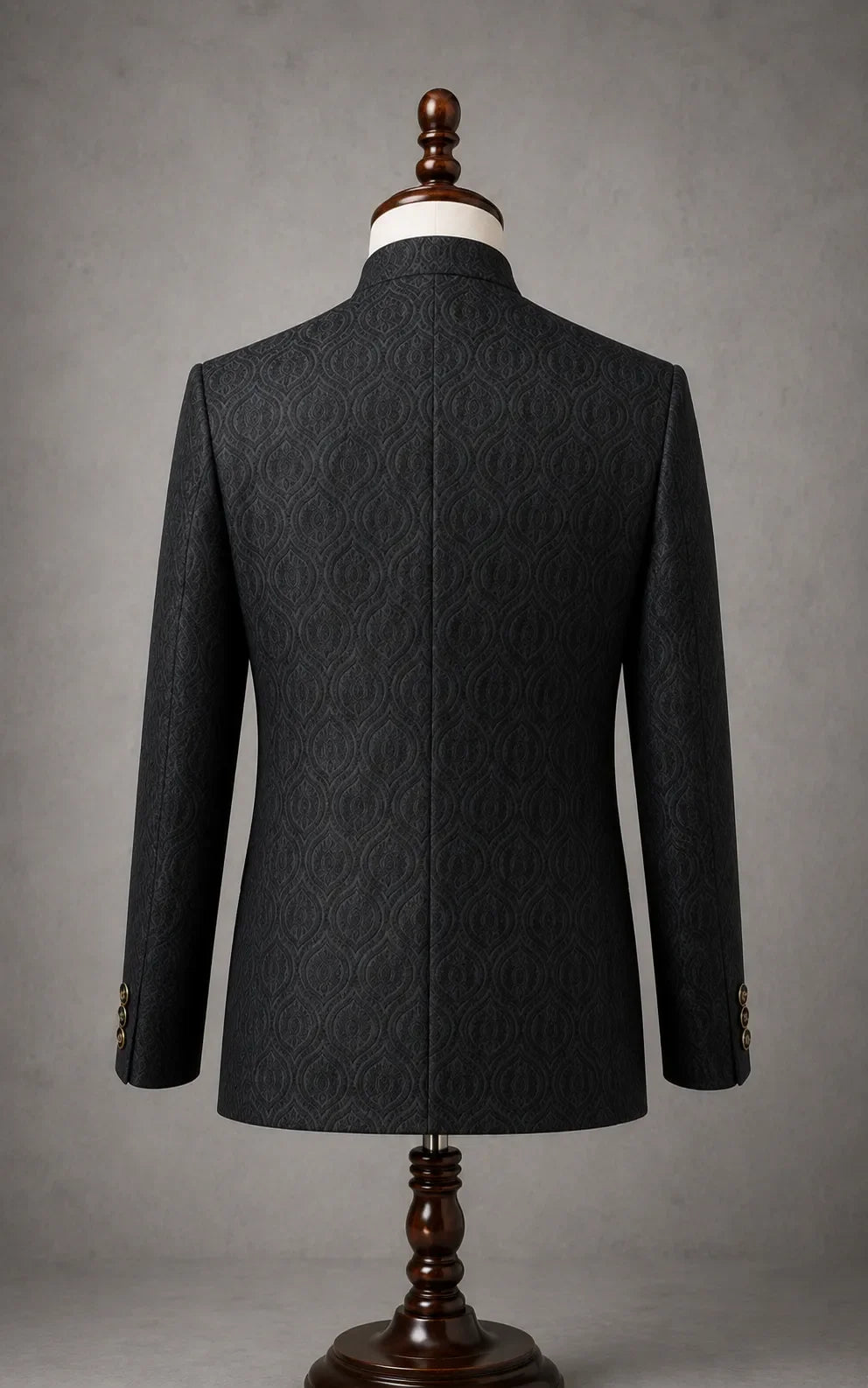 Black Self-Embossed Teardrop Pattern Prince Coat