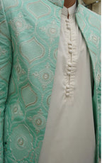 Silk Embroidered Open Coat for Men – Luxury Festive Wear