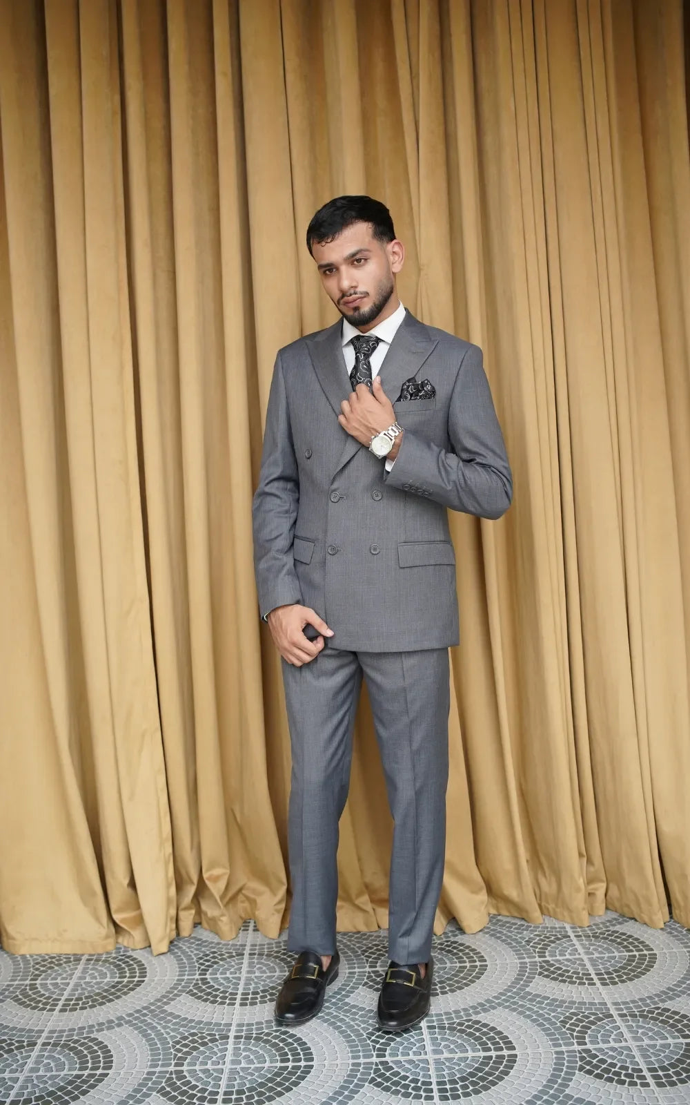 Grey Double Breasted Suit
