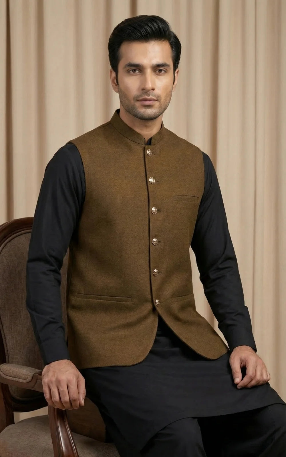 Camel Brown Waistcoat