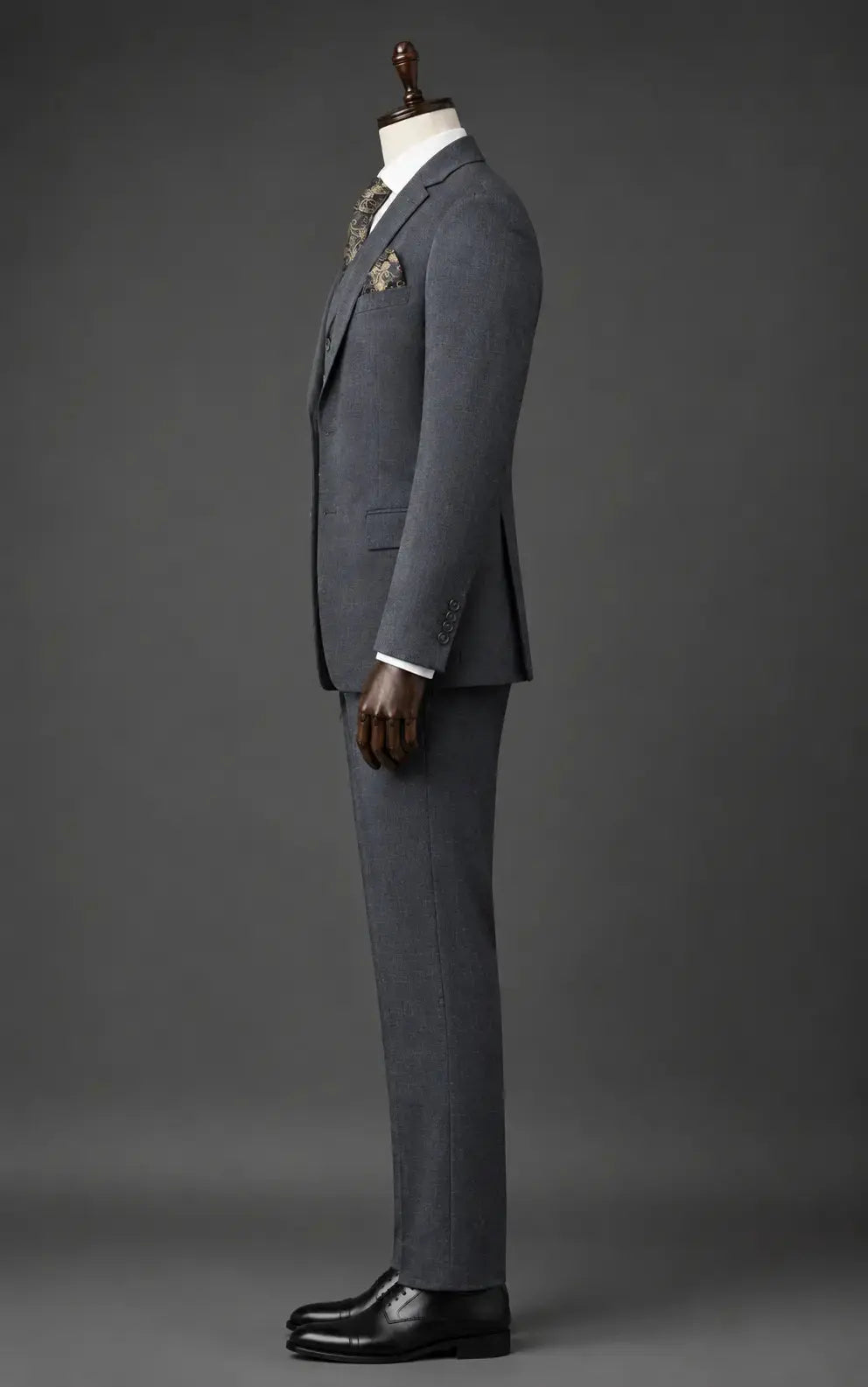 Charcoal Grey Notch Lapel 3-Piece Suit Last Option