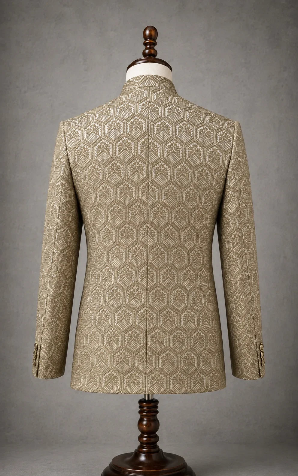 Beige Diamond Pattern Self-Embossed Prince Coat