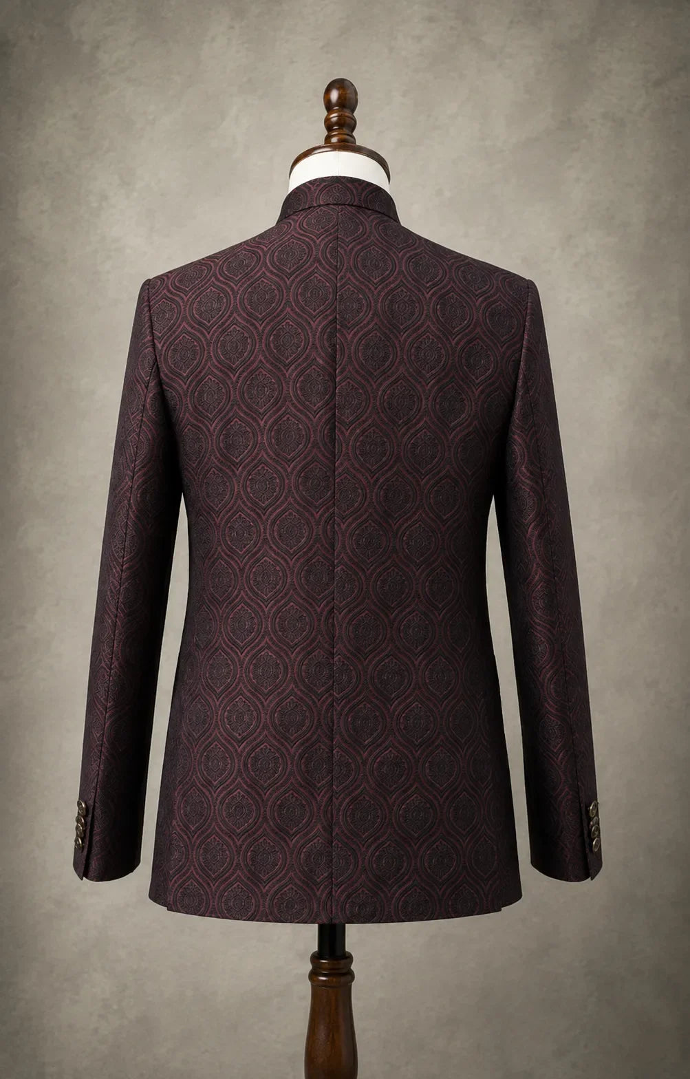 Maroon Self-Embossed Teardrop Pattern Prince Coat