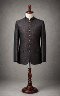 Brown Self-Embossed Prince Coat