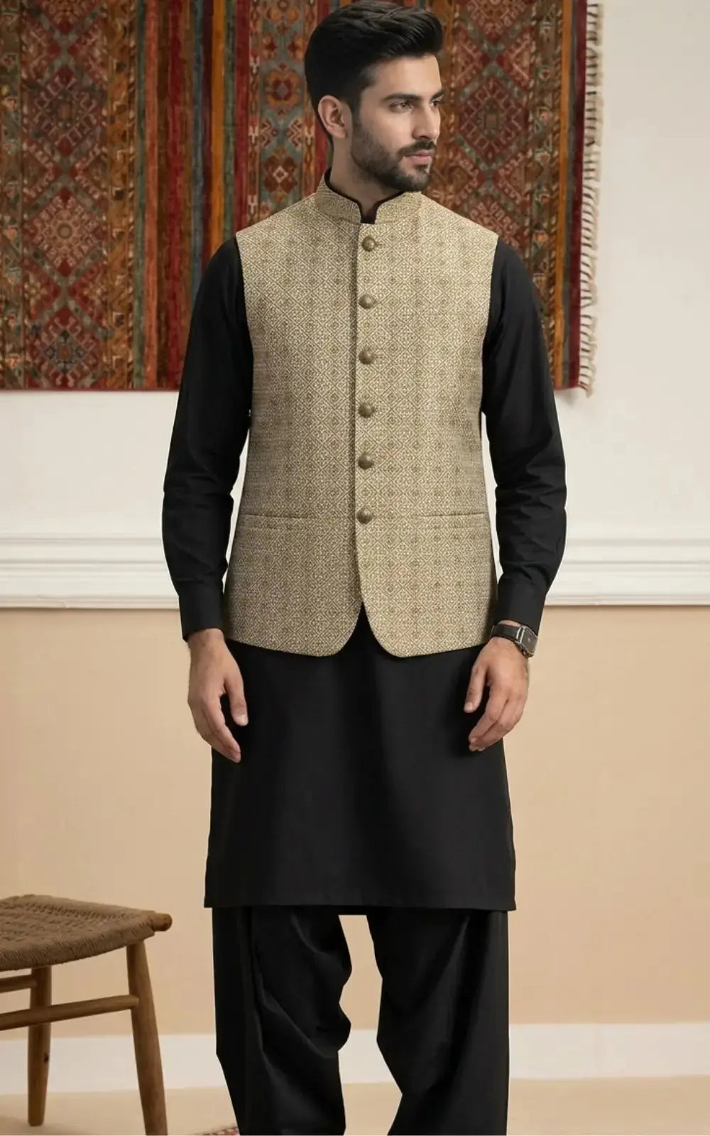Olive Jacquard Waistcoat Last Option