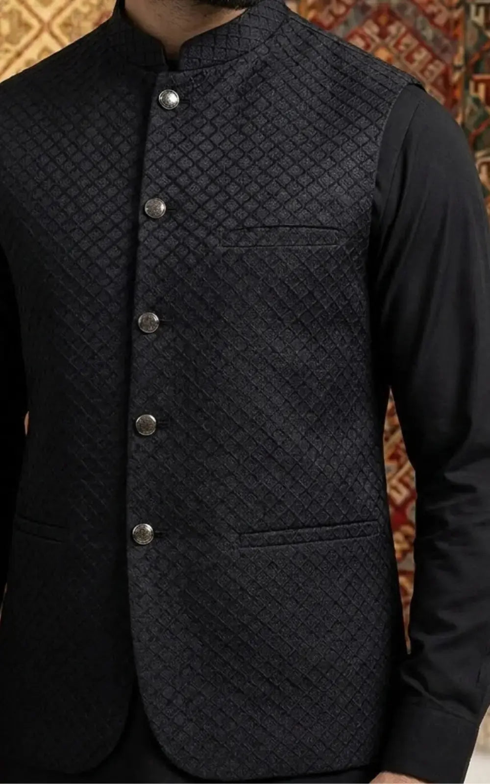 Black Quilted Waistcoat Last Option