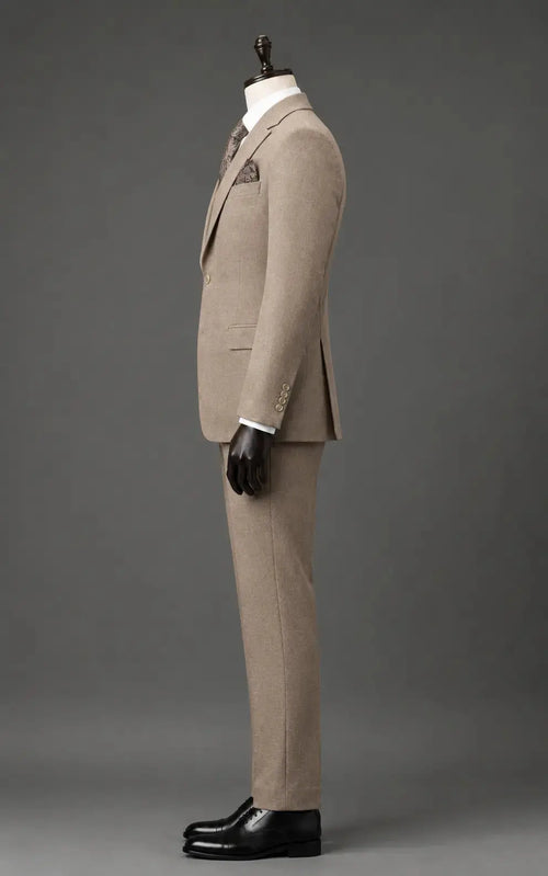 Beige 3-Piece Suit with Waistcoat Last Option