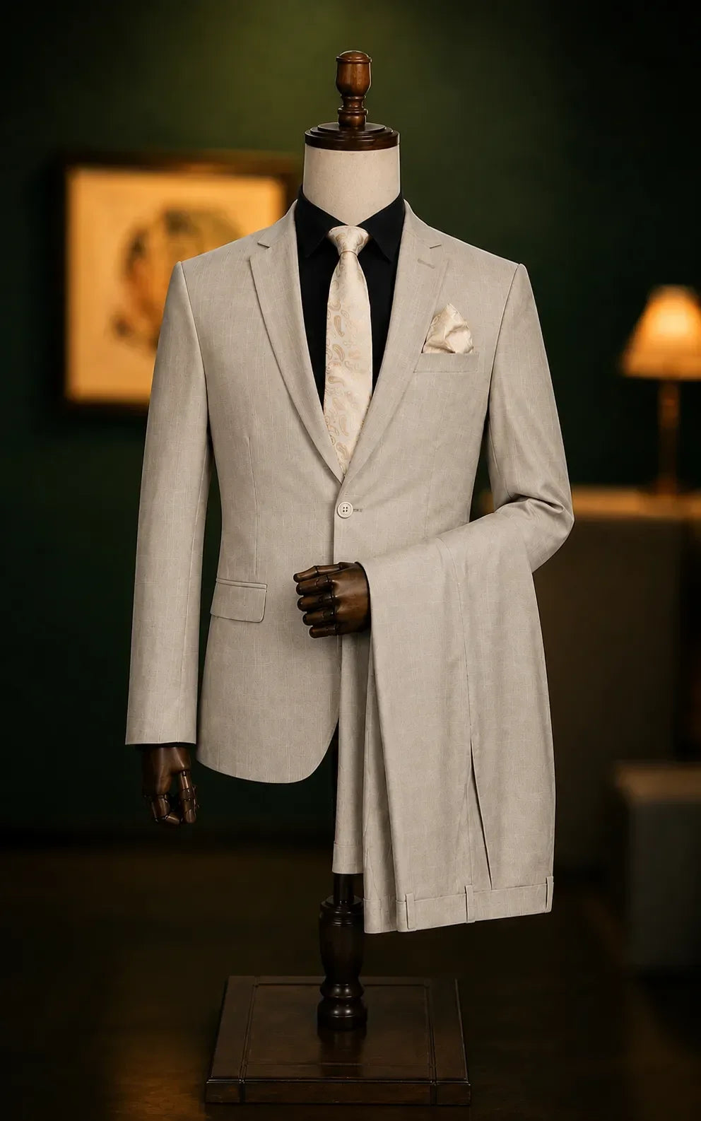 Off White Textured 2-Piece Suit