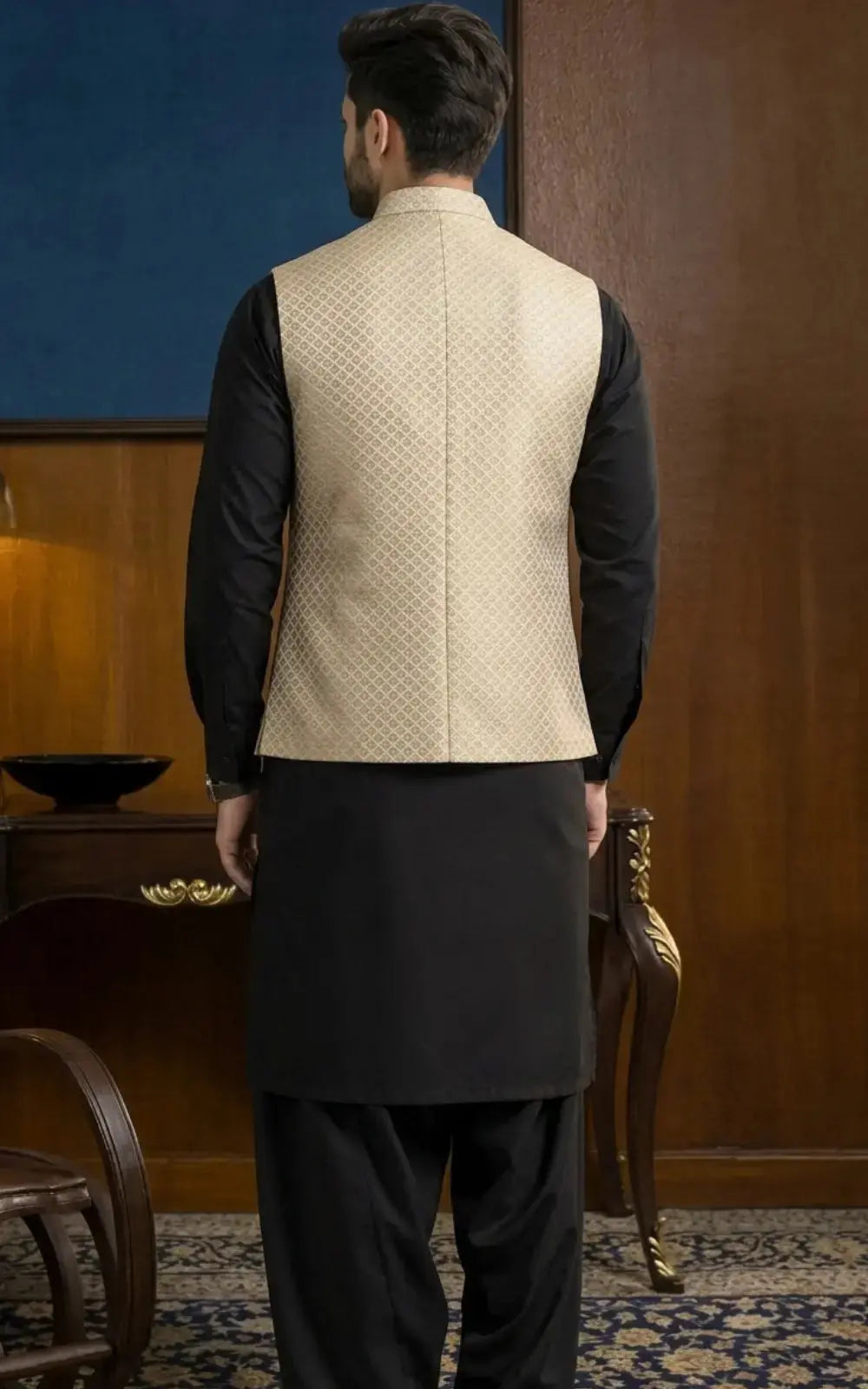Golden Jacquard Waistcoat Last Option