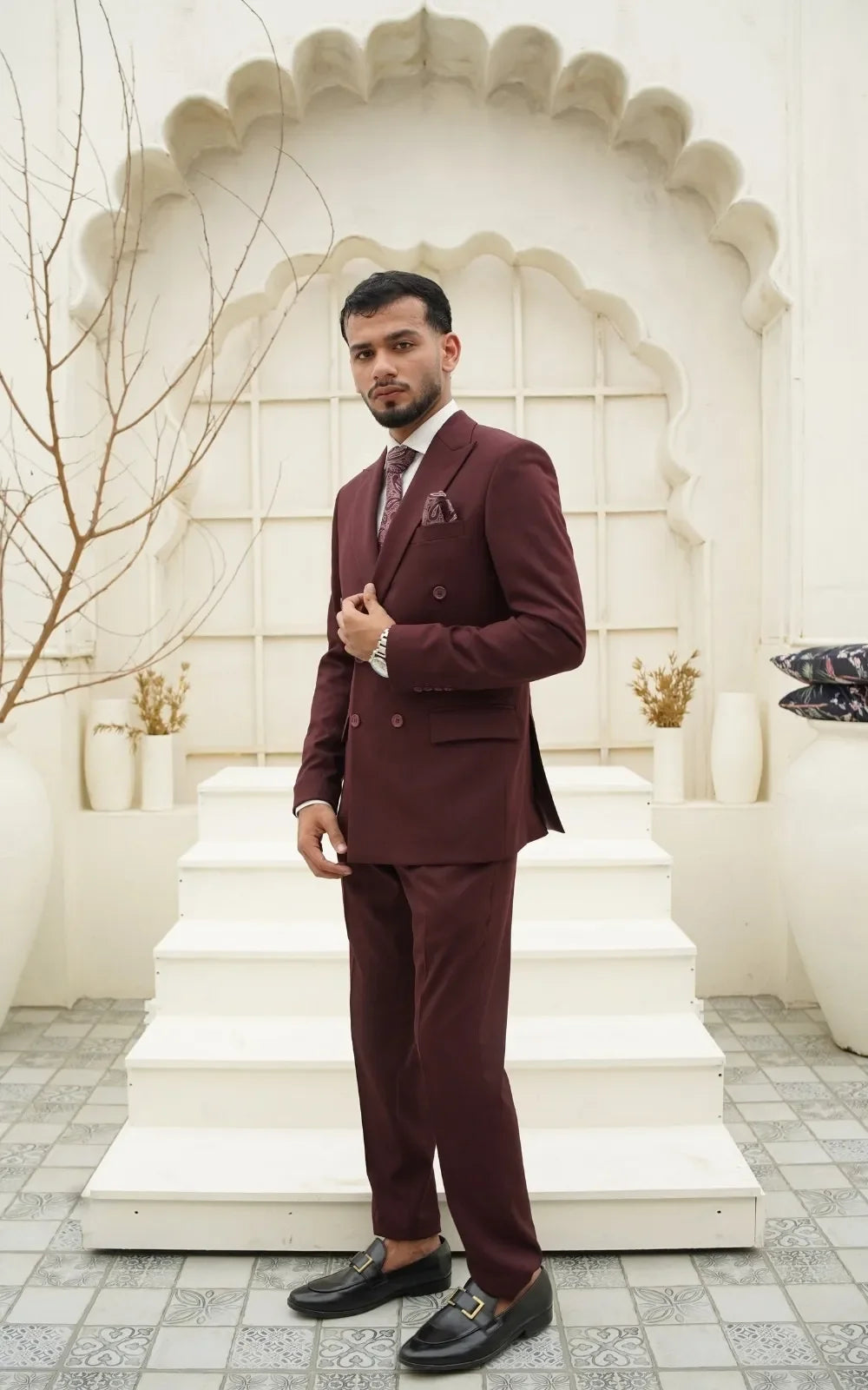 Burgundy Double Breasted Suit