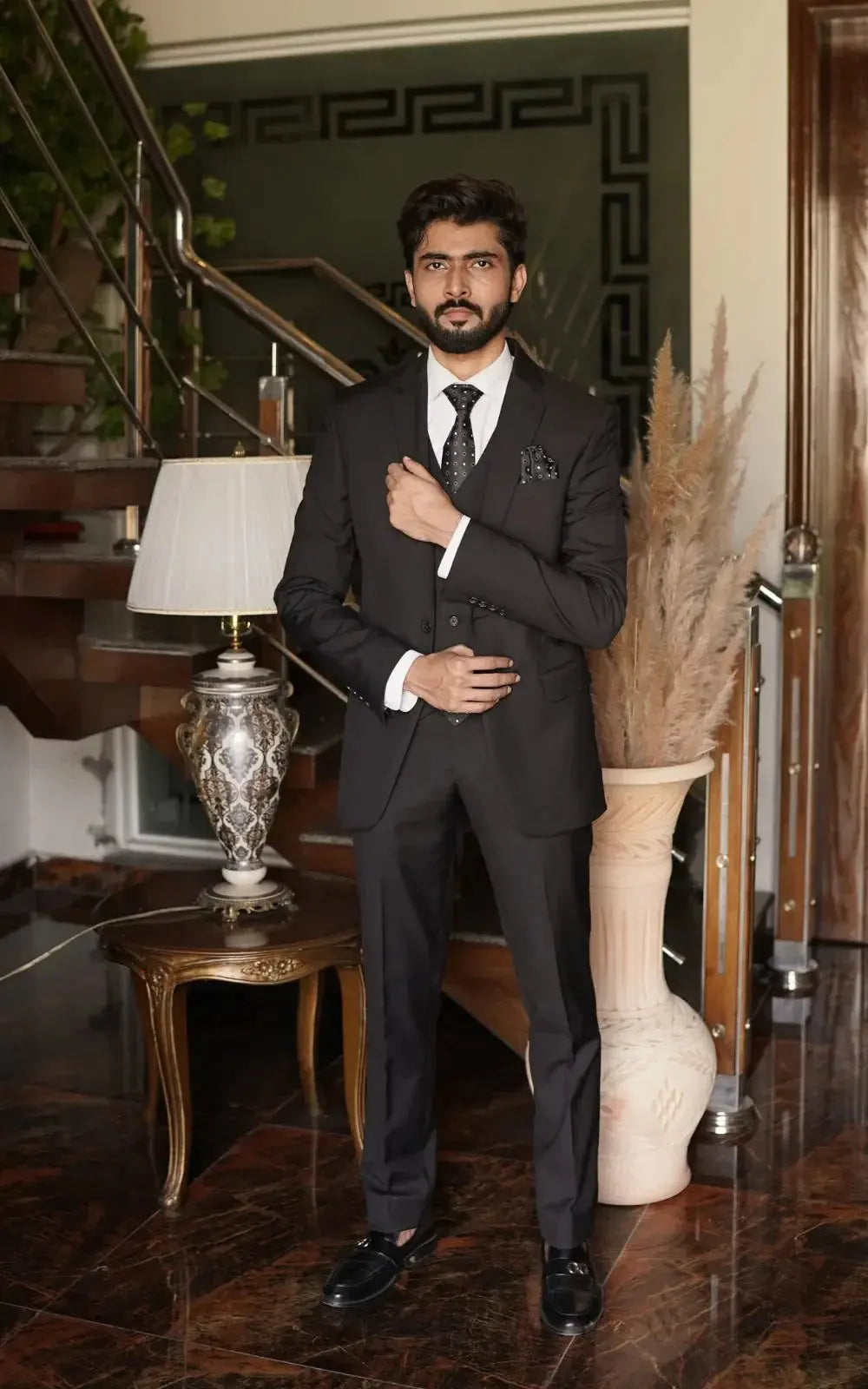 Pure Black Three Piece Suit Last Option